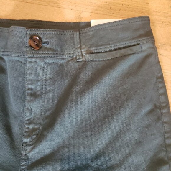 Ann Taylor Pants Twill The Wide Leg Green High Rise Flat Front 14 Stretch NWT - Picture 4 of 8